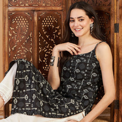 Ethnic Motifs Printed Pure Cotton Straight Kurta With Trouser