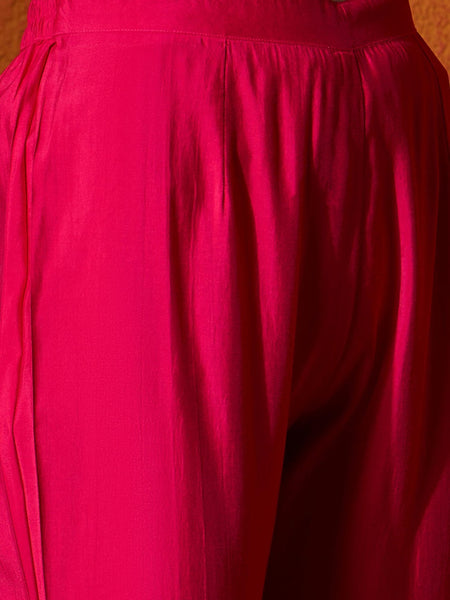 Floral Embroidered Kurta With Trousers And Dupatta