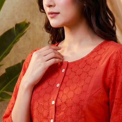 Ethnic Motifs Yoke Design Pure Cotton Short Kurti