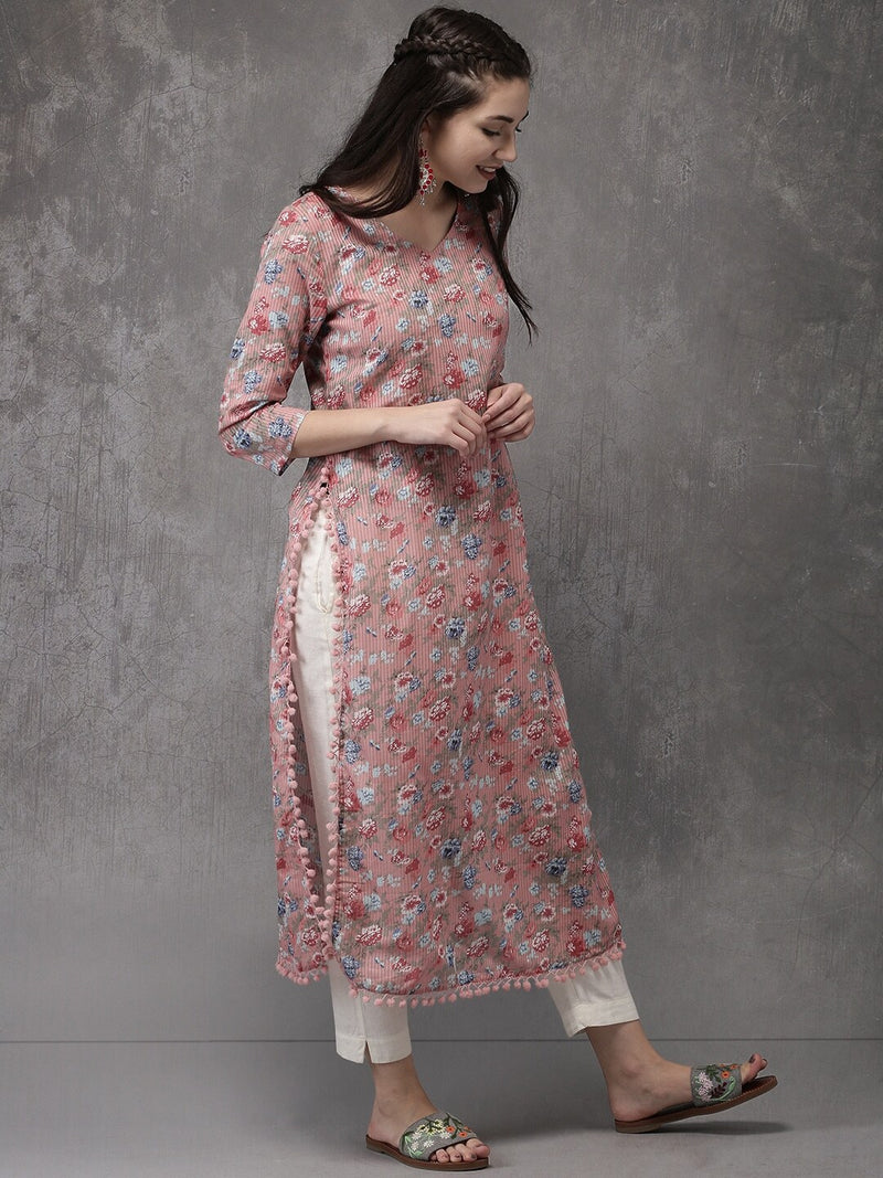 Floral Print Straight Kurta