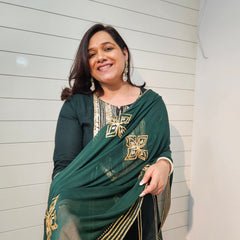 Ethnic Motifs Embroidered Gotta Patti Kurta with Trousers & DupattaKurta Set