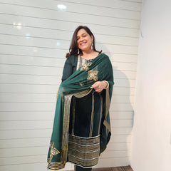 Ethnic Motifs Embroidered Gotta Patti Kurta with Trousers & DupattaKurta Set