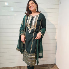 Ethnic Motifs Embroidered Gotta Patti Kurta with Trousers & DupattaKurta Set
