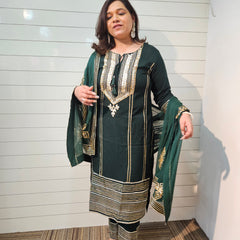 Ethnic Motifs Embroidered Gotta Patti Kurta with Trousers & DupattaKurta Set