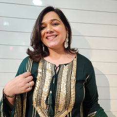 Ethnic Motifs Embroidered Gotta Patti Kurta with Trousers & DupattaKurta Set