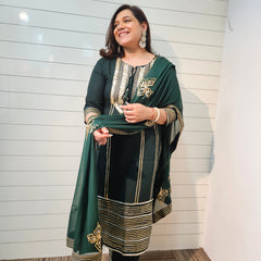 Ethnic Motifs Embroidered Gotta Patti Kurta with Trousers & DupattaKurta Set