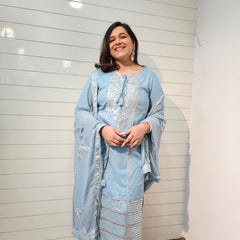 Ethnic Motifs Embroidered Gotta Patti Kurta with Trousers & DupattaKurta Set