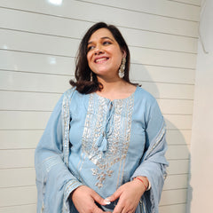 Ethnic Motifs Embroidered Gotta Patti Kurta with Trousers & DupattaKurta Set