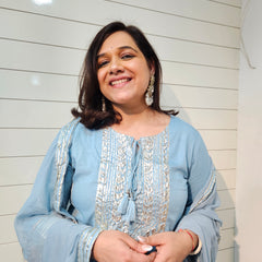 Ethnic Motifs Embroidered Gotta Patti Kurta with Trousers & DupattaKurta Set