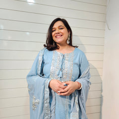 Ethnic Motifs Embroidered Gotta Patti Kurta with Trousers & DupattaKurta Set