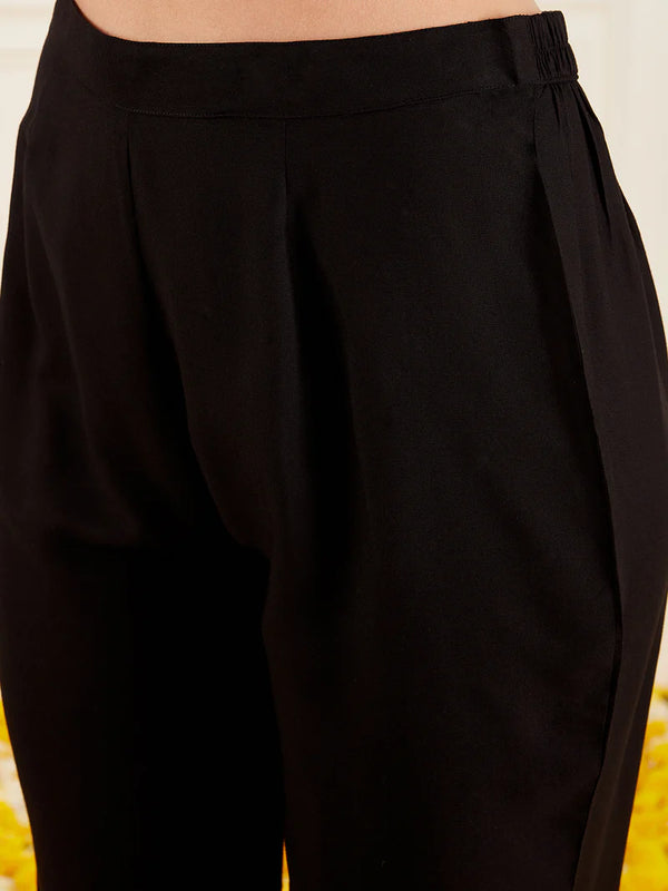 Black Embellished Tunic With Trousers