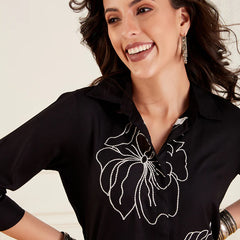 Black Embellished Tunic With Trousers