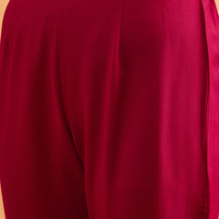 Megenta Embellished Tunic With Trousers