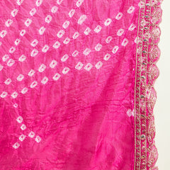 Floral Embroidered Sequinned Pure Silk V-Neck Kurta With Trousers & Dupatta