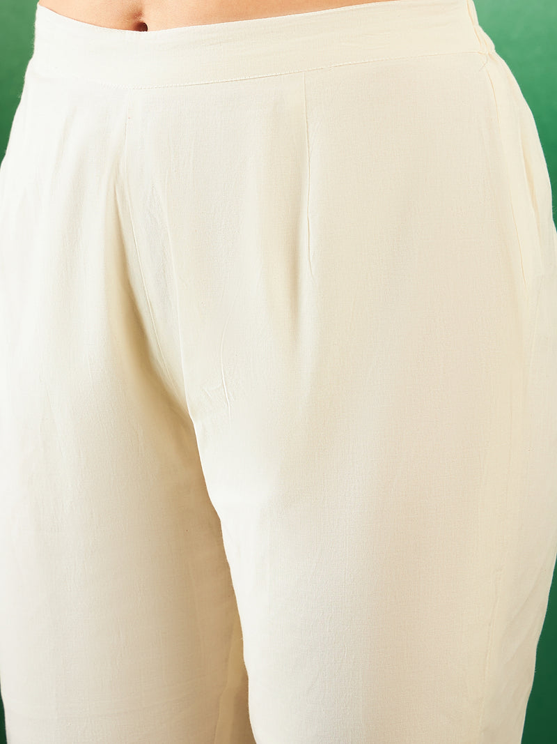 Pure Cotton Embroidered Sholder Strap Kurta With Pant & Dupatta Kurta Set