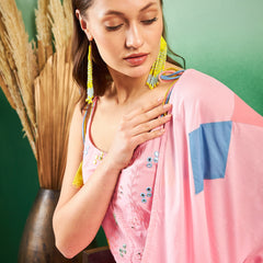Pure Cotton Embroidered Sholder Strap Kurta With Pant & Dupatta Kurta Set