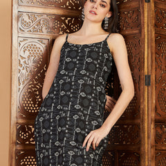Ethnic Motifs Printed Shoulder Strap Pure Cotton Kurta with Trousers