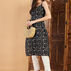 Ethnic Motifs Printed Shoulder Strap Pure Cotton Kurta with Trousers