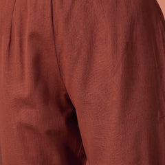 Rust Floral Embroidered Kurta With Trouser  Kurta Set