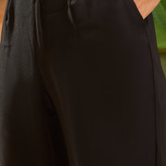 Black Floral Embroidered Shirt With Trouser  Co-Ords Set