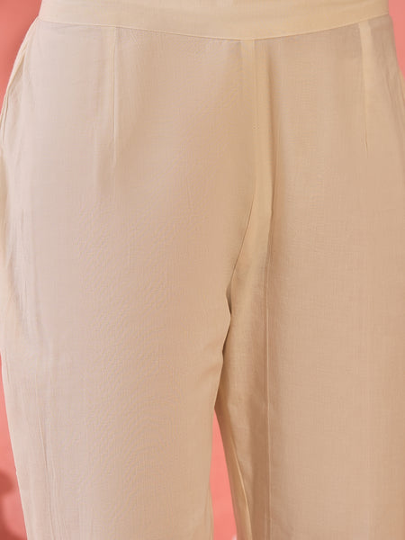 Floral Embroidered Pure Cotton Kurta with Trousers & Dupatta Kurta Set