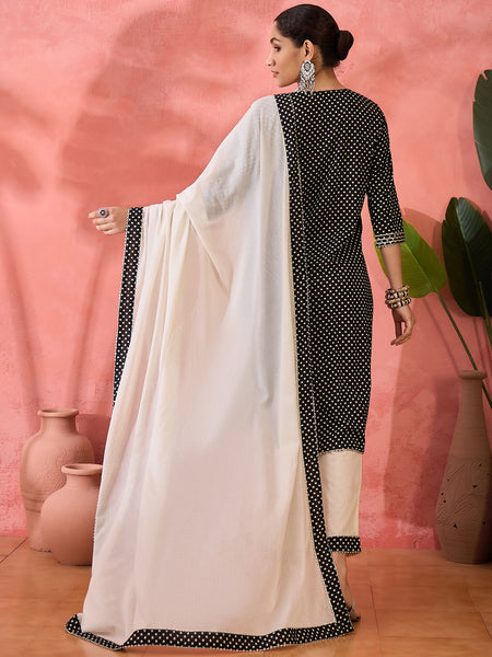 Women Printed Straight Kurta with Pants & Dupatta