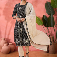 Women Printed Straight Kurta with Pants & Dupatta