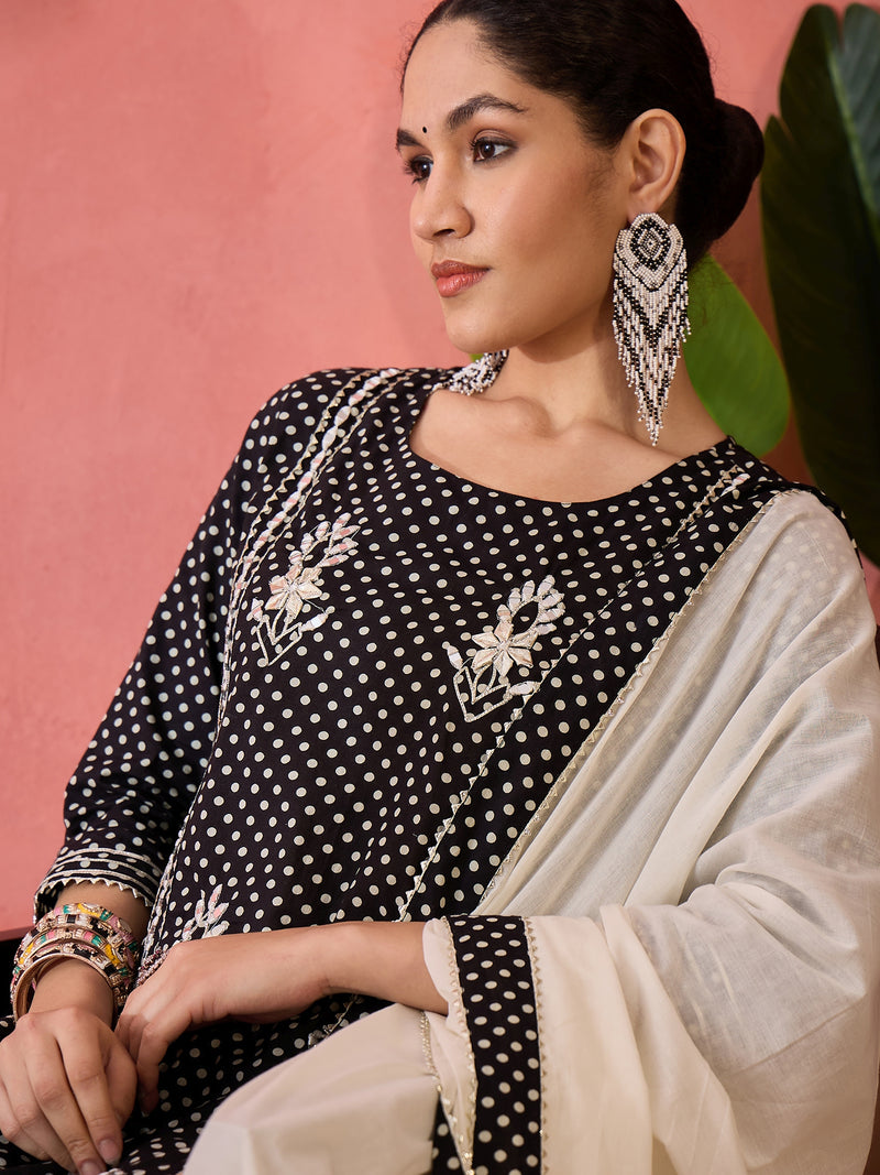 Women Printed Straight Kurta with Pants & Dupatta