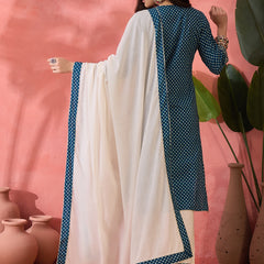 Women Floral Printed Pure Cotton Kurta With Trouser & Dupatta