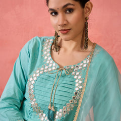Women Embroidered Straight Kurta With Trouser & Dupatta
