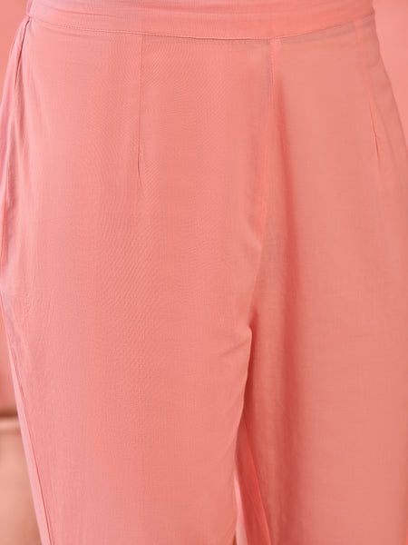 Floral Yoke Design  Pure Cotton Straight Kurta With Trouser And Dupatta