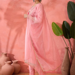 Floral Yoke Design  Pure Cotton Straight Kurta With Trouser And Dupatta