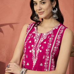 Embroidered Front Cut Straight Kurta With Trousers