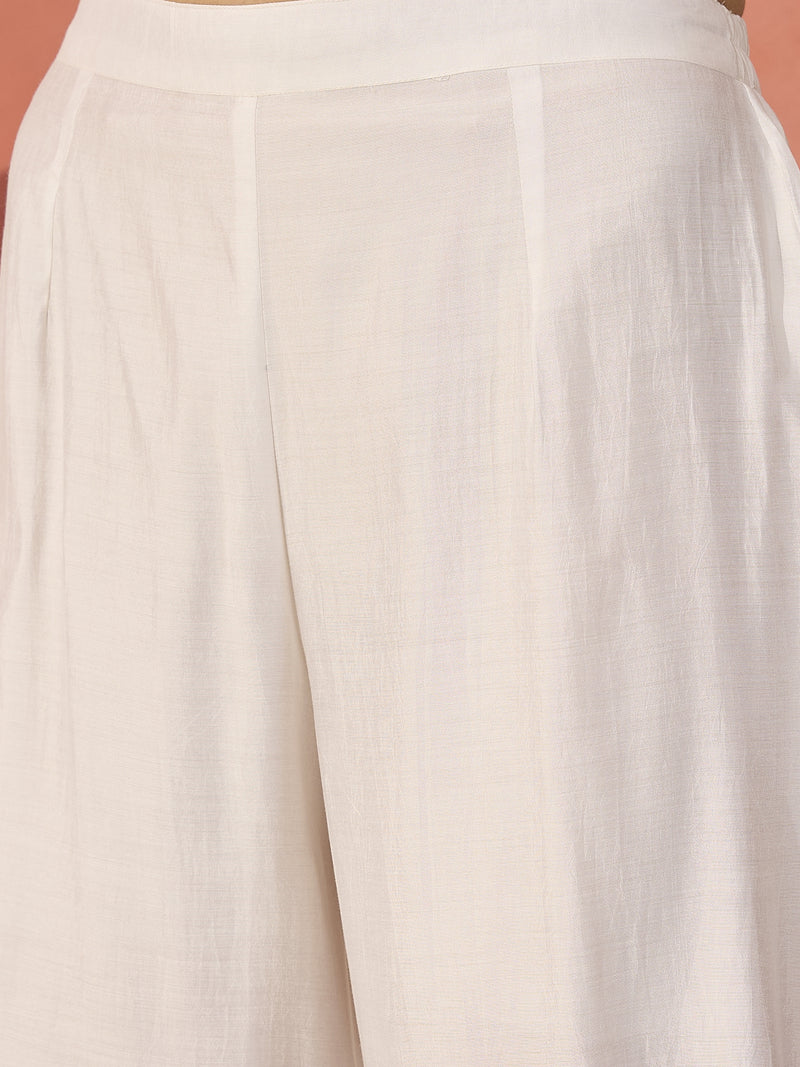 Embroidered Front Cut Straight Kurta With Trousers