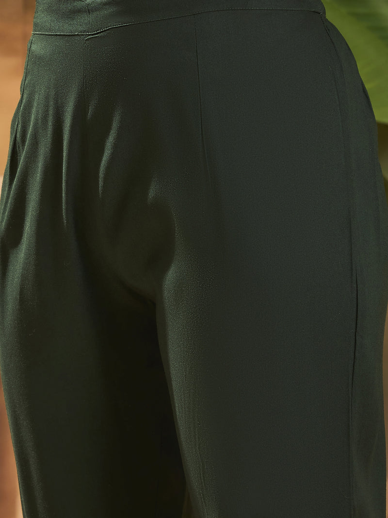 Mandarin Collar Thread Work Straight Kurta With Trouser