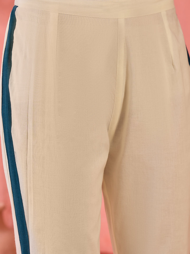 Geometric Printed V-Neck Pure Cotton Straight Kurta With Trouser