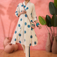 Geometric Printed V-Neck Pure Cotton Straight Kurta With Trouser