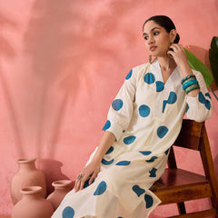 Geometric Printed V-Neck Pure Cotton Straight Kurta With Trouser