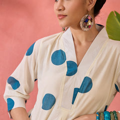 Geometric Printed V-Neck Pure Cotton Straight Kurta With Trouser