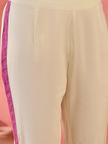 Geometric Printed V-Neck Pleated Pure Cotton A-Line Kurta With Trouser