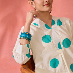 Geometric Printed V-Neck Pure Cotton A-Line Kurta With Trouser