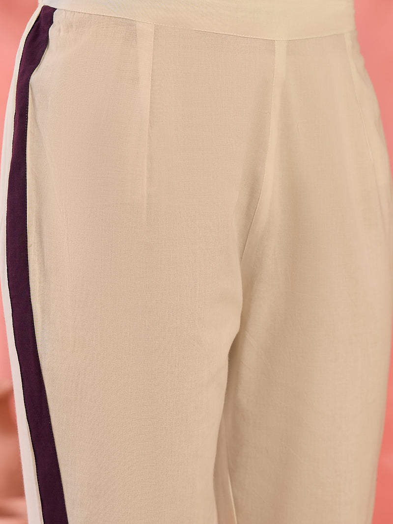 Geometric Printed V-Neck  Pure Cotton A-Line Kurta With Trouser