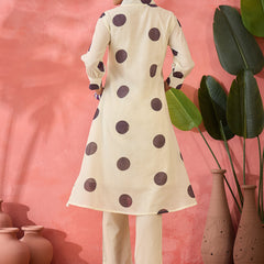 Geometric Printed V-Neck  Pure Cotton A-Line Kurta With Trouser