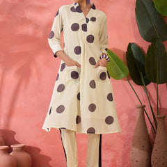 Geometric Printed V-Neck  Pure Cotton A-Line Kurta With Trouser
