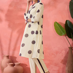 Geometric Printed V-Neck  Pure Cotton A-Line Kurta With Trouser