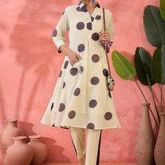 Geometric Printed V-Neck  Pure Cotton A-Line Kurta With Trouser