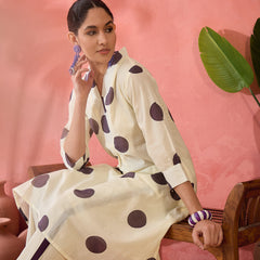 Geometric Printed V-Neck  Pure Cotton A-Line Kurta With Trouser