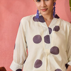 Geometric Printed V-Neck  Pure Cotton A-Line Kurta With Trouser