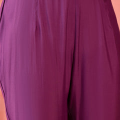 Embroidered Straight Kurta & Trousers With Bag