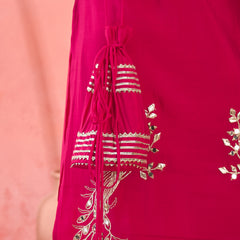 Embroidered Straight Kurta, Trousers With Bag